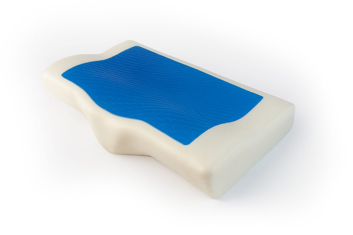 مخدة طبية مطورة ميموري فوم أمريكي بطبقة من جل التبريد – تصميم 3D لراحة الرقبة والكتفين أثناء النوم , كحلى